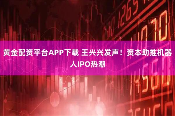 黄金配资平台APP下载 王兴兴发声！资本助推机器人IPO热潮
