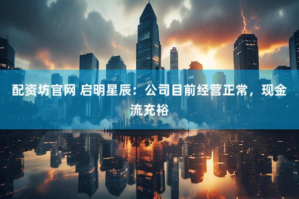 配资坊官网 启明星辰：公司目前经营正常，现金流充裕